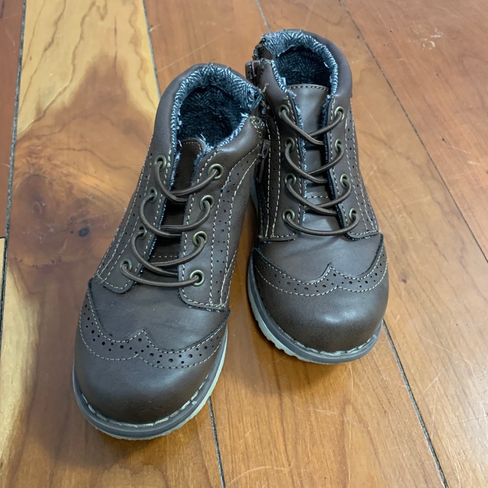 Toddler boy side zip brown boots